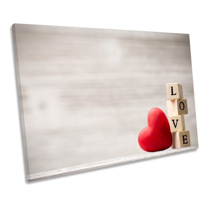 Love Red Heart Blocks - Wrapped Canvas Print, 61cm H x 91.4cm W x 4cm D
