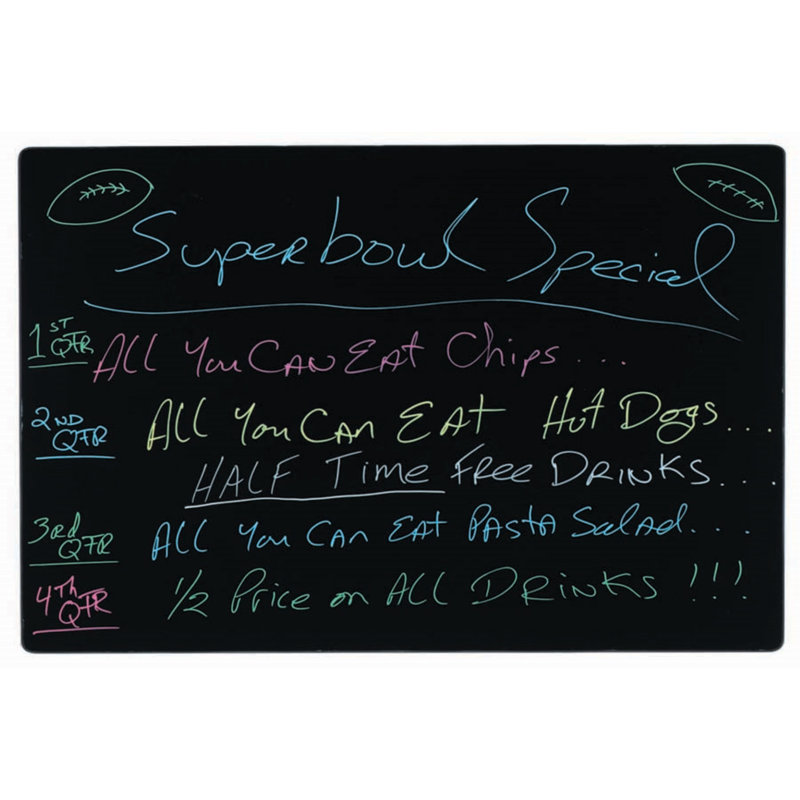 AARCO No Neon Markerboard Chalkboard, 2' H x 3' W