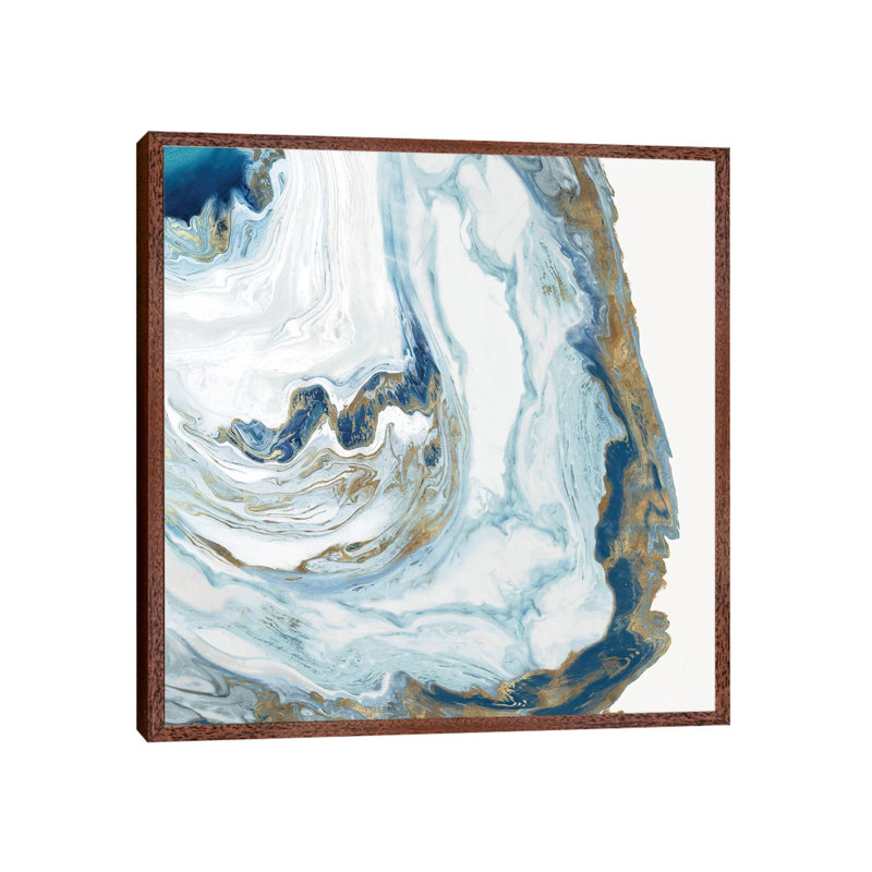 Ocean Space by Eva Watts - Painting on Canvas, Classic Brown Wood Framed, 45.72cm H x 45.72cm W x 3.81cm D