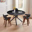 Table basse de 47,25 po, table de bout ronde noire, table basse en MDF et pieds croisés en métal, facile à assembler pour le salon