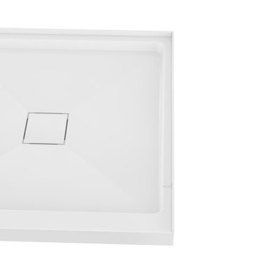 Base de douche en PP blanc brillant avec drain central Streamline 34 po x 34 po Streamline