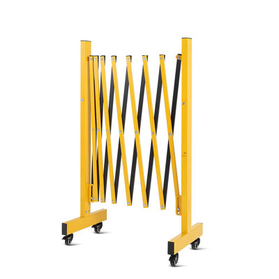 Barricade rétractable extensible, barrière d'allée pliante en métal 8/9 / 11/16/23 pi avec roulettes, clôture de sécurité extérieure portable pour la construction, la cour, le garage et le contrôle des foules