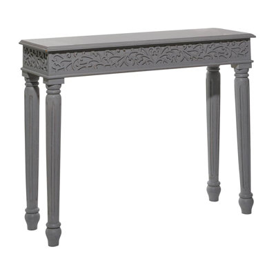 Wood Intricately Carved Scroll Console Table