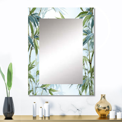 Ahnaleigh bambou tranquillité motif tropical - grand miroir mural tropical, miroir décoratif tropical, impression d'art en métal