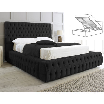 Elite Elegance Ambassador Ottoman Storage Bed - Premium Upholstered Velvet Bed Frame with Tall Headboard