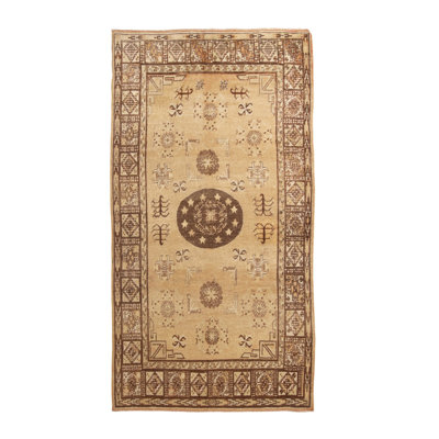 One-of-a-Kind 5'10" X 10'11" 1950s Wool Area Rug in Beige