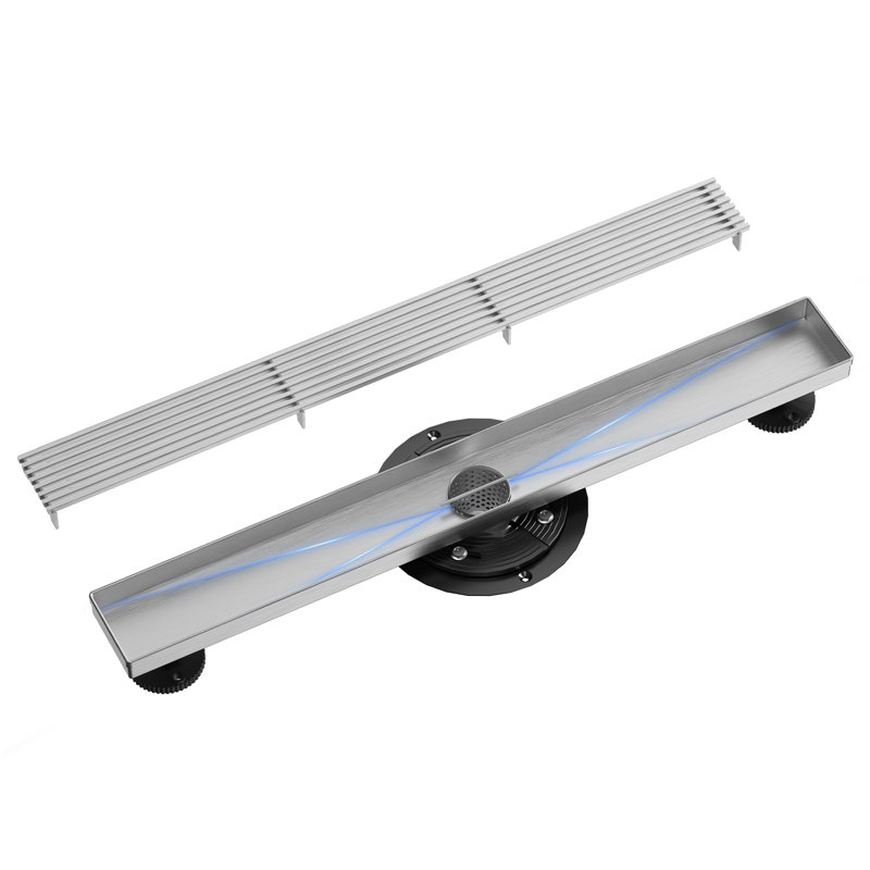 24"x 2.75" Linear Grid Rectangle Shower Drain, Brushed Nickel