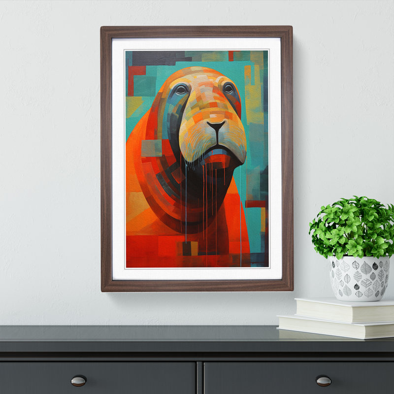 Walrus Constructivism Art - Framed Print, Walnut Framed, 34cm H x 25cm W