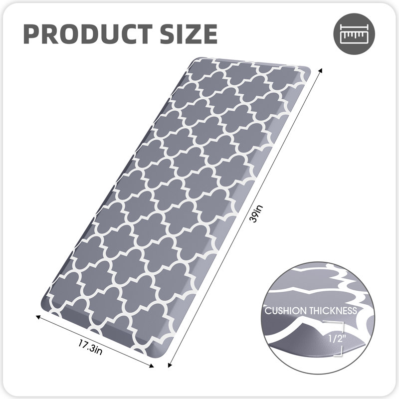 Tapis de cuisine anti-fatigue antidérapant, Gris, Tapis de couloir l 17 po x L 39 po