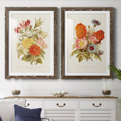 Antique Floral Bouquet I - Ensemble de 2 reproductions de cadres photo