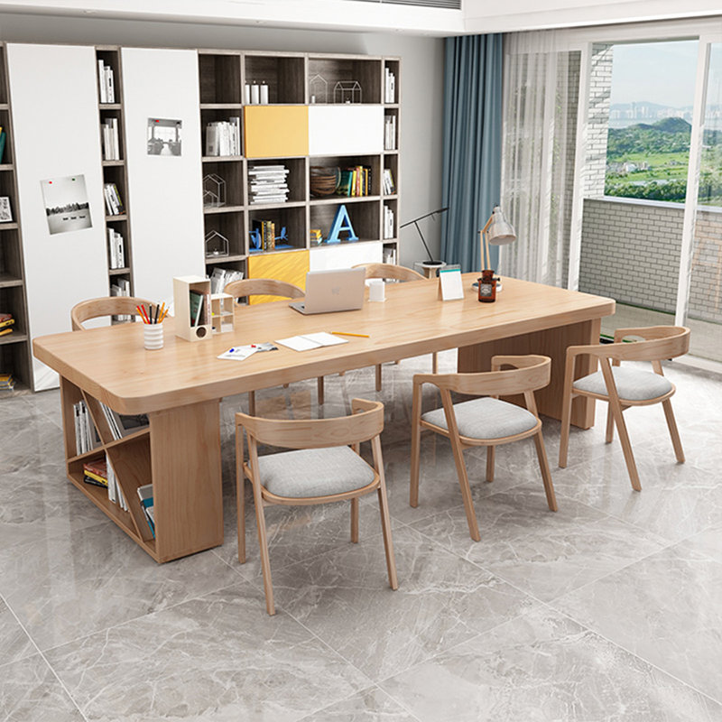 Bureau rectangulaire brun en bois massif, H 30,71 po x l 78,74 po x P 31,5 po