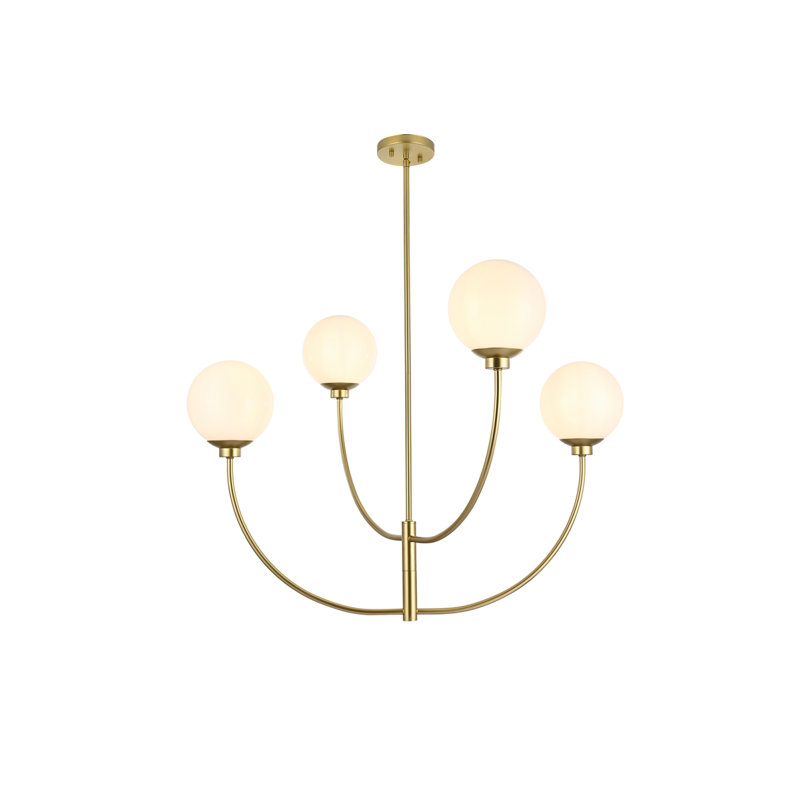 Kyle 4-Light Chandelier, Brass, 27" H x 36" W x 36" D