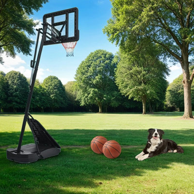 Panier de basketball portatif en métal résistant à la rouille à hauteur ajustable de 43,3 po avec rebord séparable