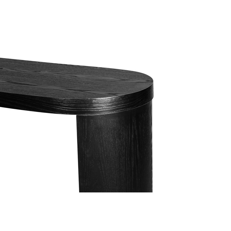 Console de 60 po avec plateau épais et pieds courbés, ovale, noir pour la maison, le salon, Noir