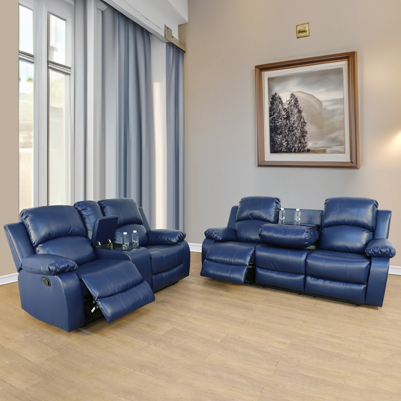 Ensemble de canapé et fauteuil inclinable Canterbury, Bleu
