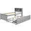 Lit simple avec lit gigogne, rangement pour la tête de lit et fabrication en bois massif gris pour un rangement polyvalent dans la chambre à coucher, 3 tiroirs robustes pour un environnement paisible-1013796405