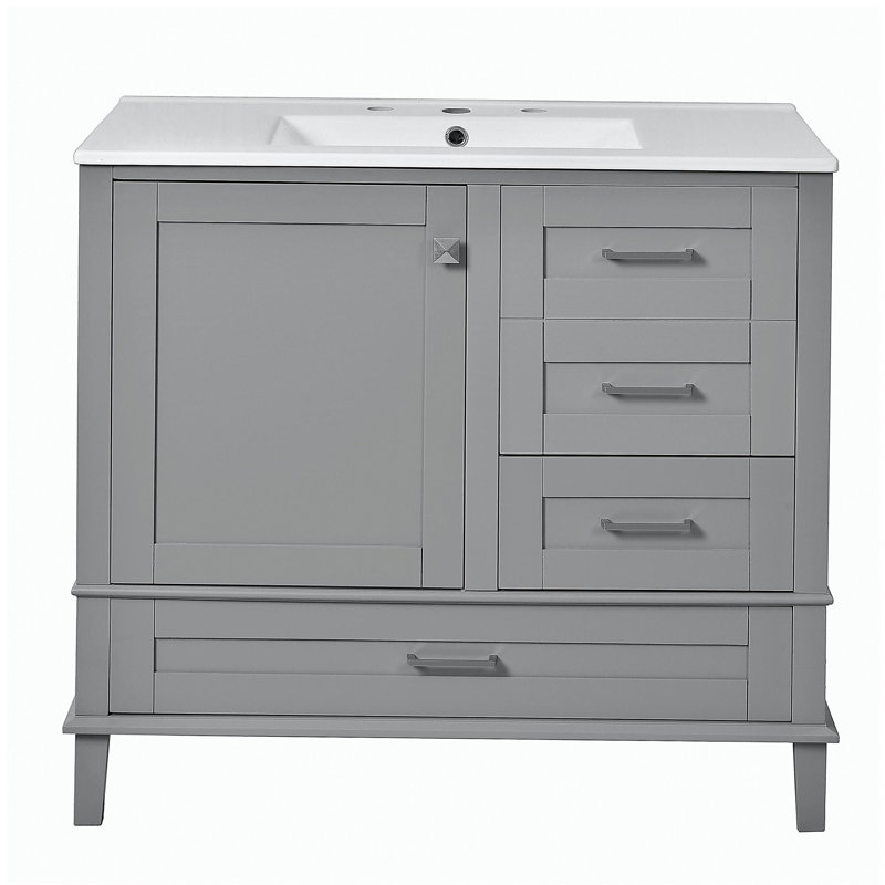 Armoire de rangement moderne de 36 po avec cadre en pin massif, 1 porte à fermeture douce et 3 tiroirs, armoire de rangement moderne