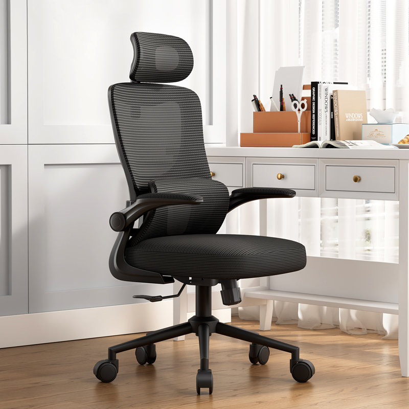 Chaise de bureau Macee, Noir, Noir