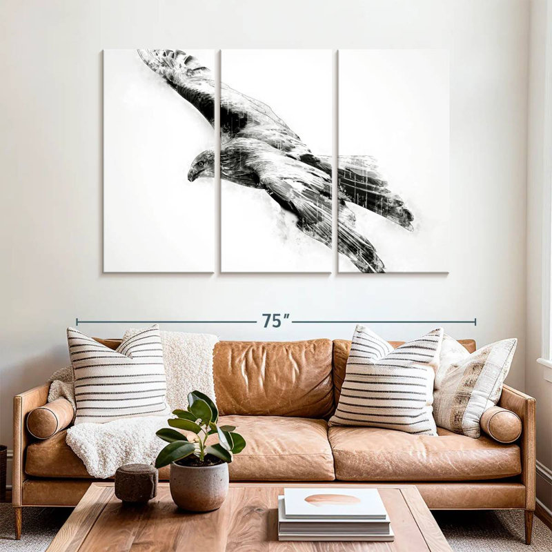 Brampt Hawk Black And White, 42" H x 65" W