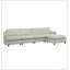 Canapé modulaire en tissu beige à 4 places avec repose-pieds avec accoudoirs et 4 coussins minimalistes