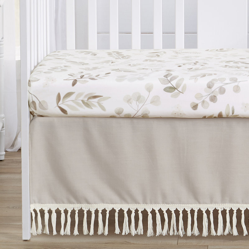 White and Beige Microfiber Botanical Leaf Toddler Comforter