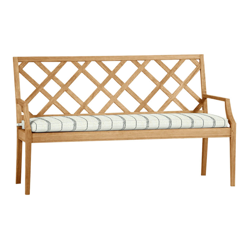 Banc d'extérieur en teck Haley, Teck naturel, Pas de soudure, Perigold Arigato Patina