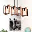Modern Style 4- Kitchen Island Lights, Rustic Wood And Black Metal With Adjustable Rods For Dining Room, Living Conference Home Office & Rectangular Large