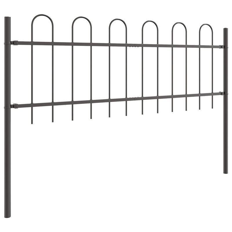 Clôture de jardin vidaXL 6 pièces, gris, 33,46 po x 1,97 pi, acier thermolaqué