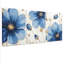 «Blue Floral with Gold Accents», art mural tendu sur toile, ensemble botanique moderne (ensemble de 3)-118089357