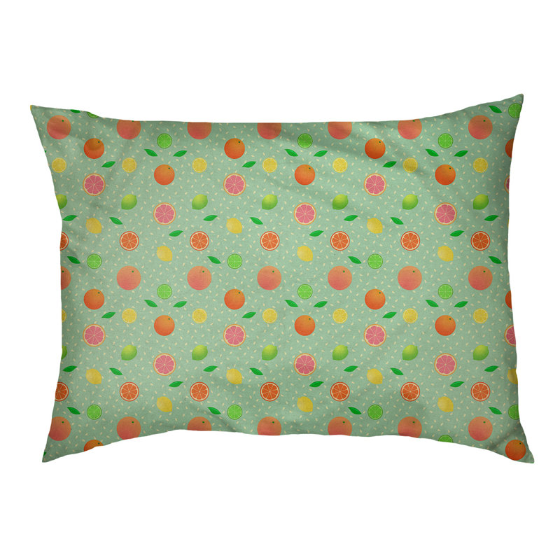 Coussin pour chien agrume fruit Byrge, Très grand (l 52 po x P 42 po x H 17 po), Vert clair / orange / jaune