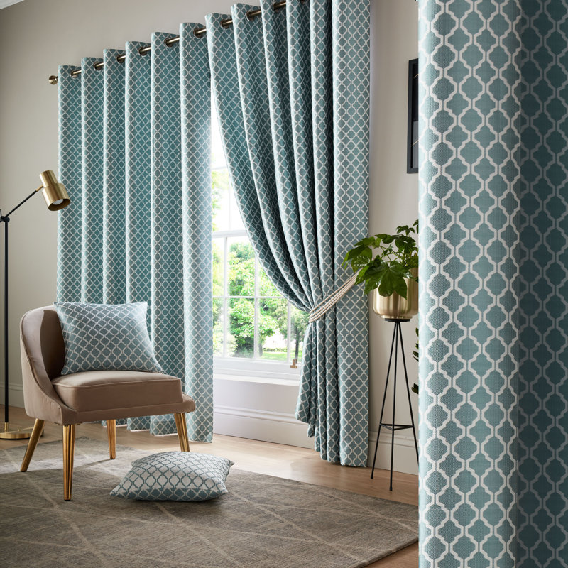 Dareece Cotswold Eyelet Ring Top Curtains, Width 228 x Drop 228 cm, Teal