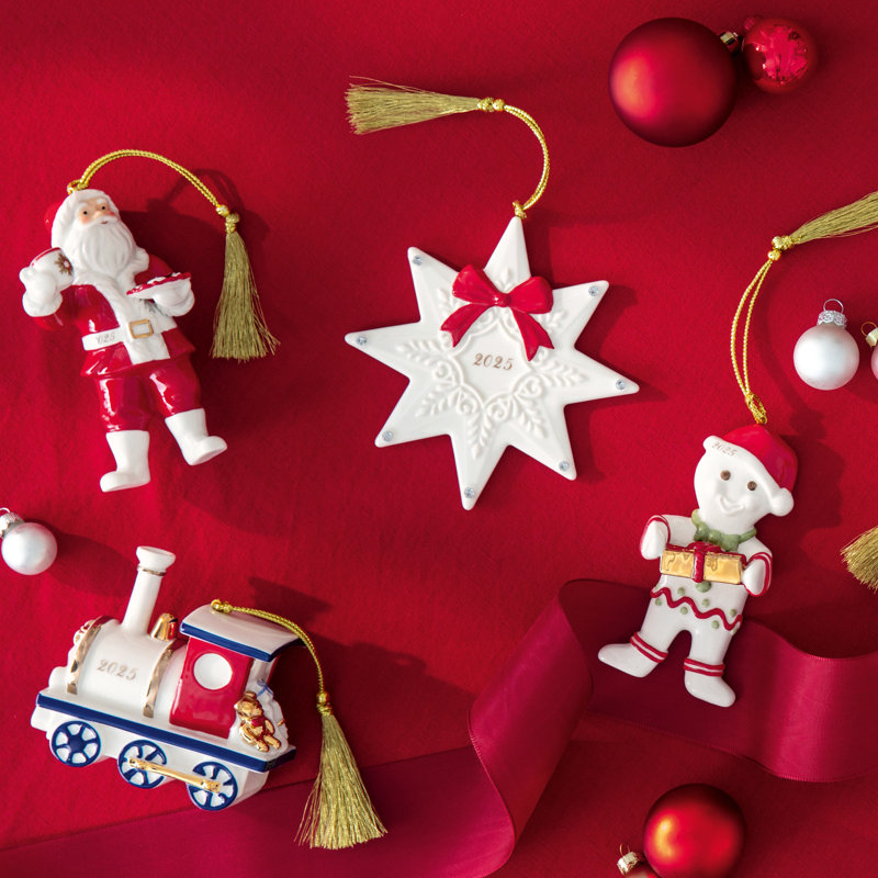 Villeroy & Boch Christmas Classics Collection Christmas Locomotive Shaped Ornament, Premium Porcelain, Collector’s Edition, Date 2025