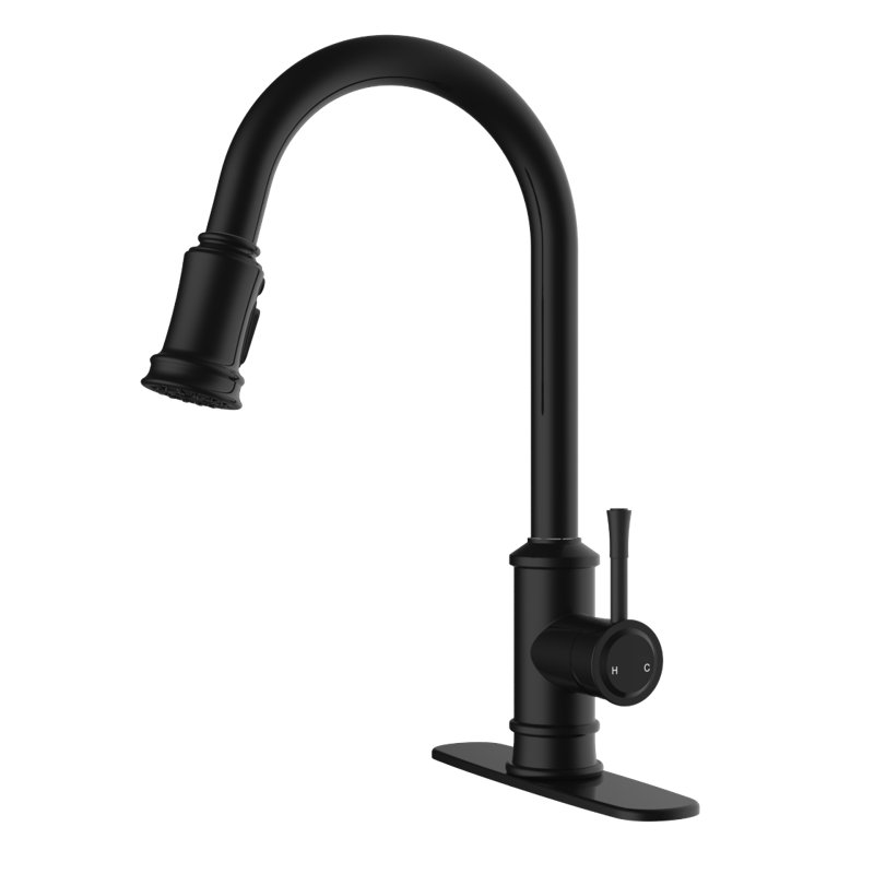 Kitchen Faucet - Spring Kitchen Sink Faucet With 3 Modes Pull Down Sprayer, Single Handle&Deck Plate For 1Or3 Holes, 360° Rotation, Spot Resist Stainles Bar Home