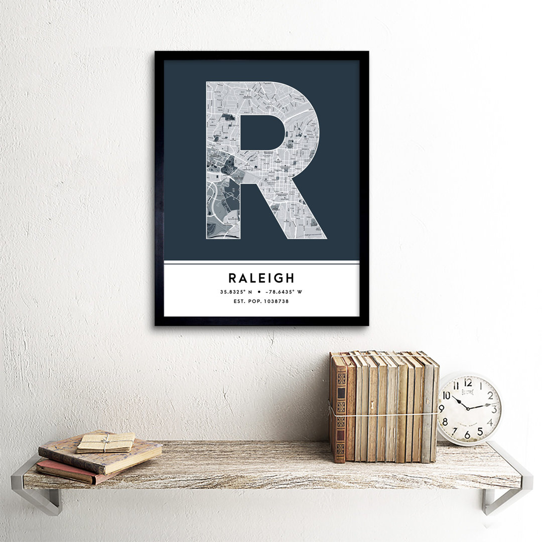 Raleigh City Map Raleigh North Carolina United States City Map - Single Picture Frame Typography