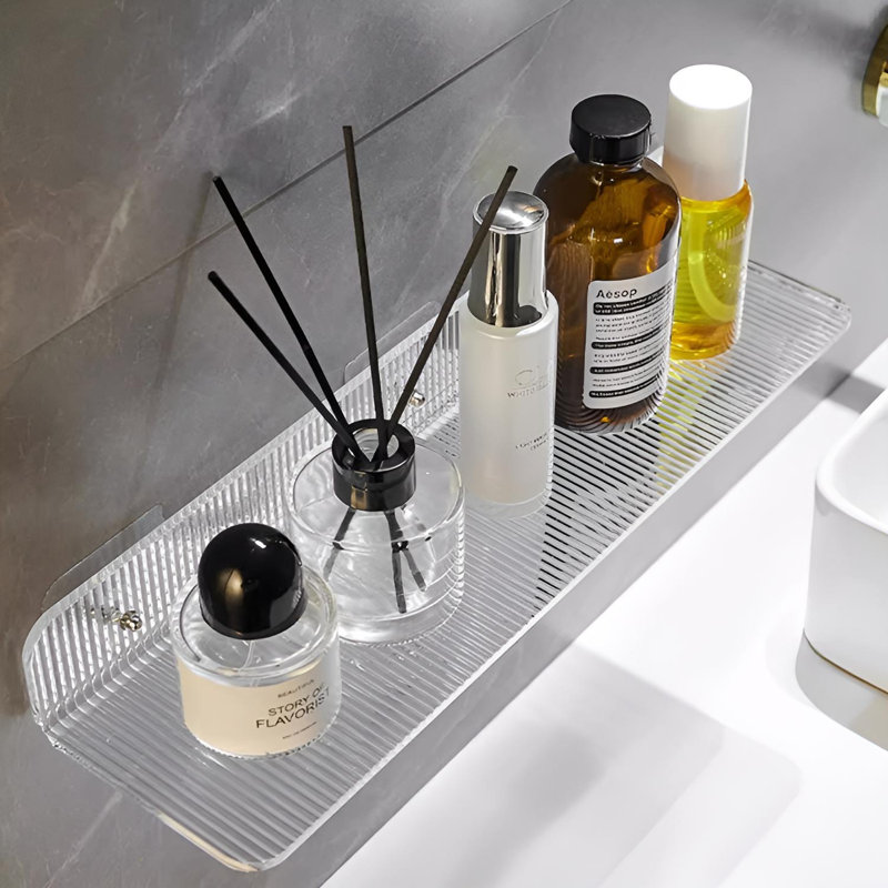 Bathroom Wall Shelf - No-Drill Hanging Storage Organizer, 1.96"H x 7.87" W x 3.93" D