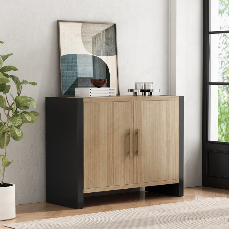Rivermont Modern Rustic Wood Accent Cabinet With Adjustable Shelves And Versatile Storage, Black/Natural