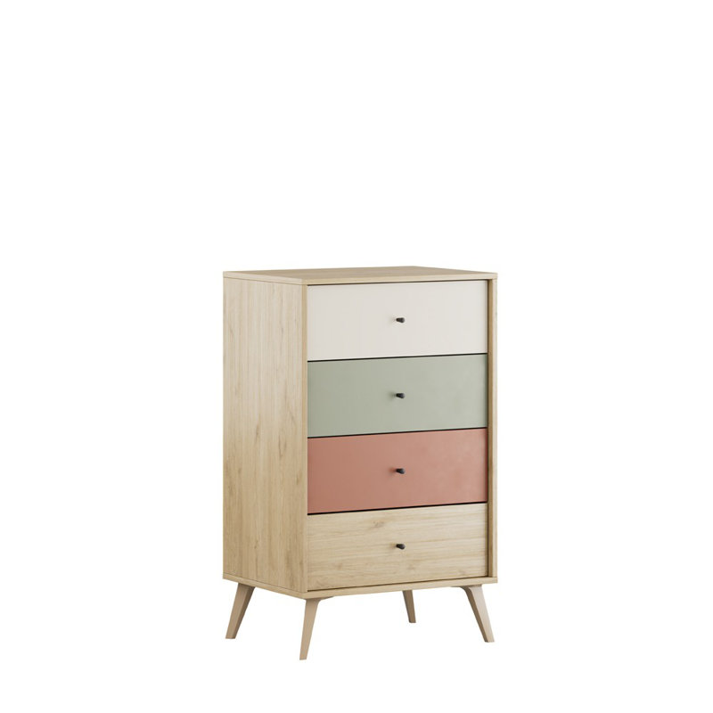 Modern Dresser with 4 Drawers, 23.6 x 39.4 x 17.3 inches | Coated Particle Board, Thickness: 0.6 inches | Wall-Mountable Design, Stylish and Functional Storage Solution for Contemporary Bedrooms