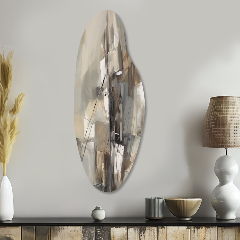 Abstract Design Shapes I - Curved Abstract Collages Metal Wall Art, Asymmetrical Metal Wall Sculpture Print