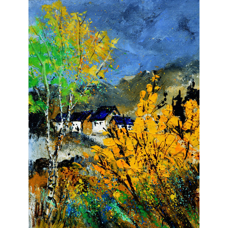 Printemps jaune par Pol Ledent - Peinture, H 32 po x l 24 po, Toile tendue