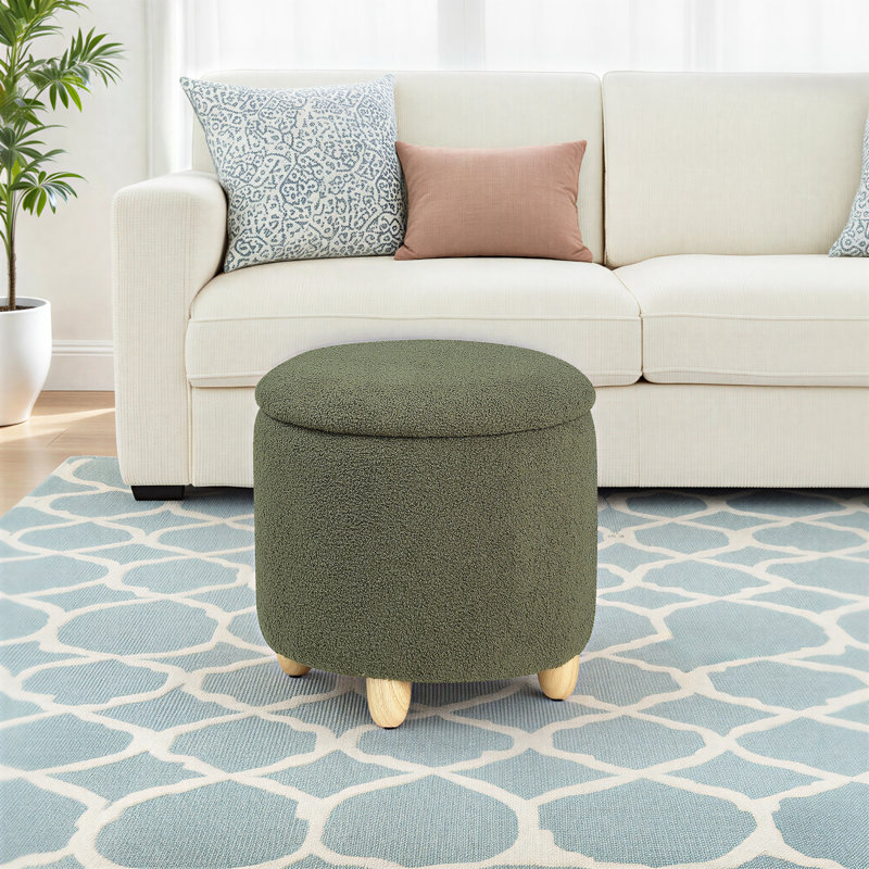 Brigitt Upholstered Ottoman, Green 100% Polyester