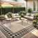 Modern Easy Jute Rug Machine Washable Geometric Bordered Indoor Outdoor Carpet with Non-Slip Backing, Non-Shedding Floor Cover for Backyard, Bedroom, Patio