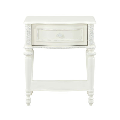 Ivory Finish Nightstand 1 Drawer