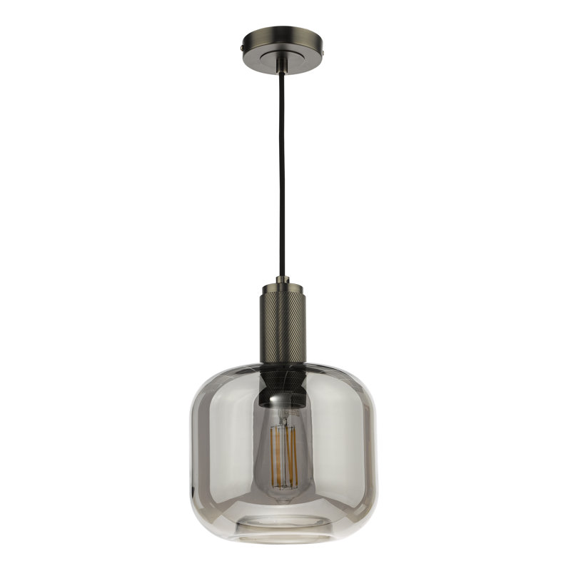 Nikolas 1LT SUSPENSION KNURLED CW SMOKED GLASS, Antique Chrome