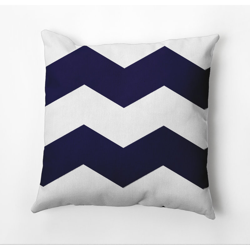  Chevron Stripes Geometric Outdoor Square Pillow Cover & Insert, Navy, 16"x16"