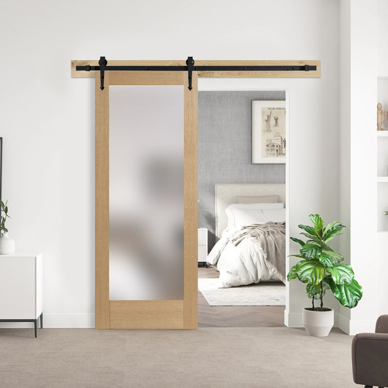 30" x 80" White Oak Satin Glass Solid Core Interior Slab Door