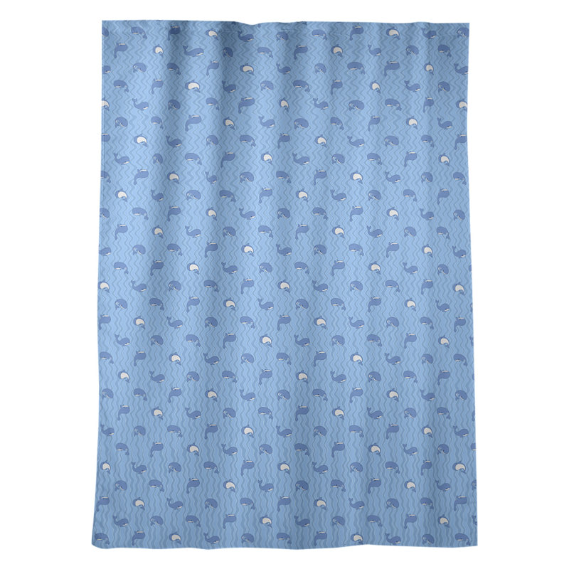 Panneau de rideau simple avec passe-tringle baleines, Bleu