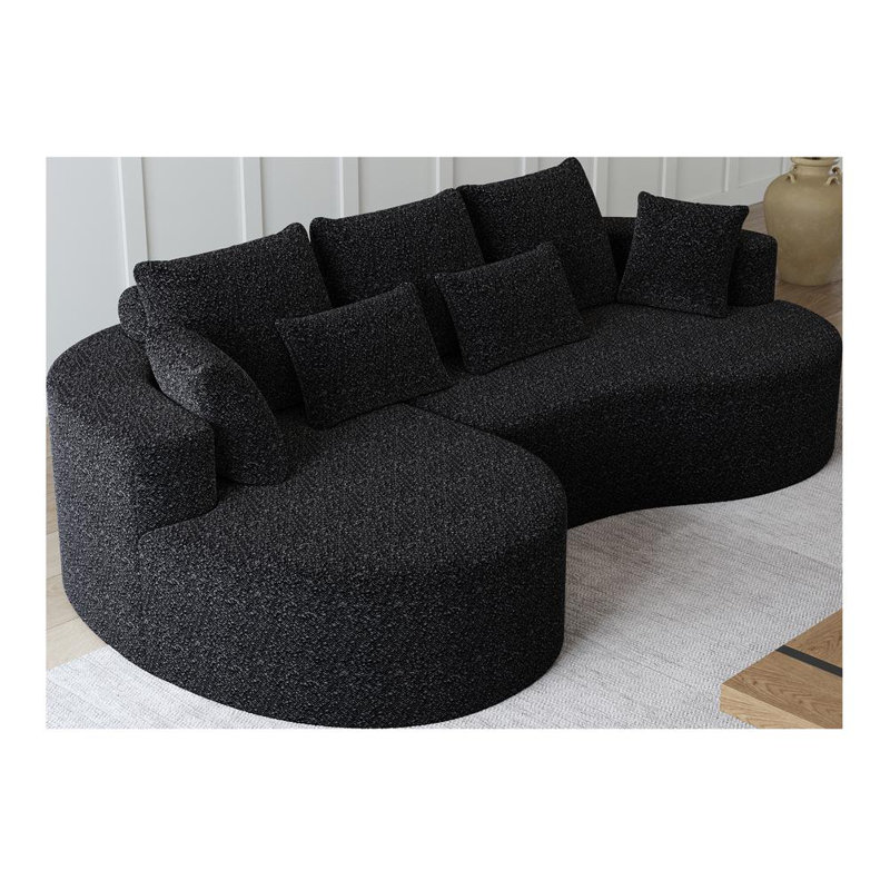 105'' Upholstered Sectional, Left Hand Facing, Black