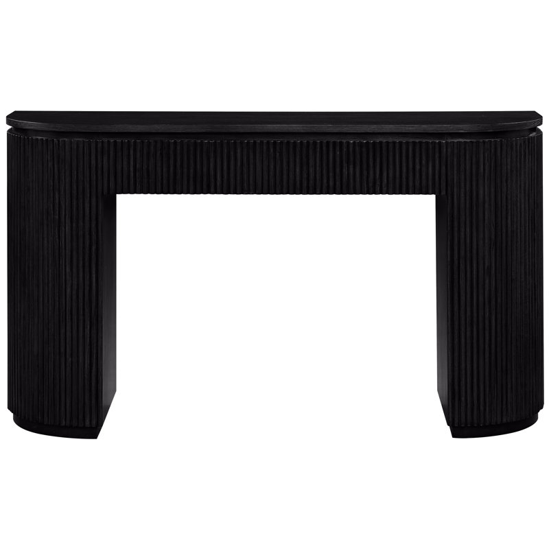 Console en bois massif et placage de chêne Koertdine, Noir, noir, noir, noir