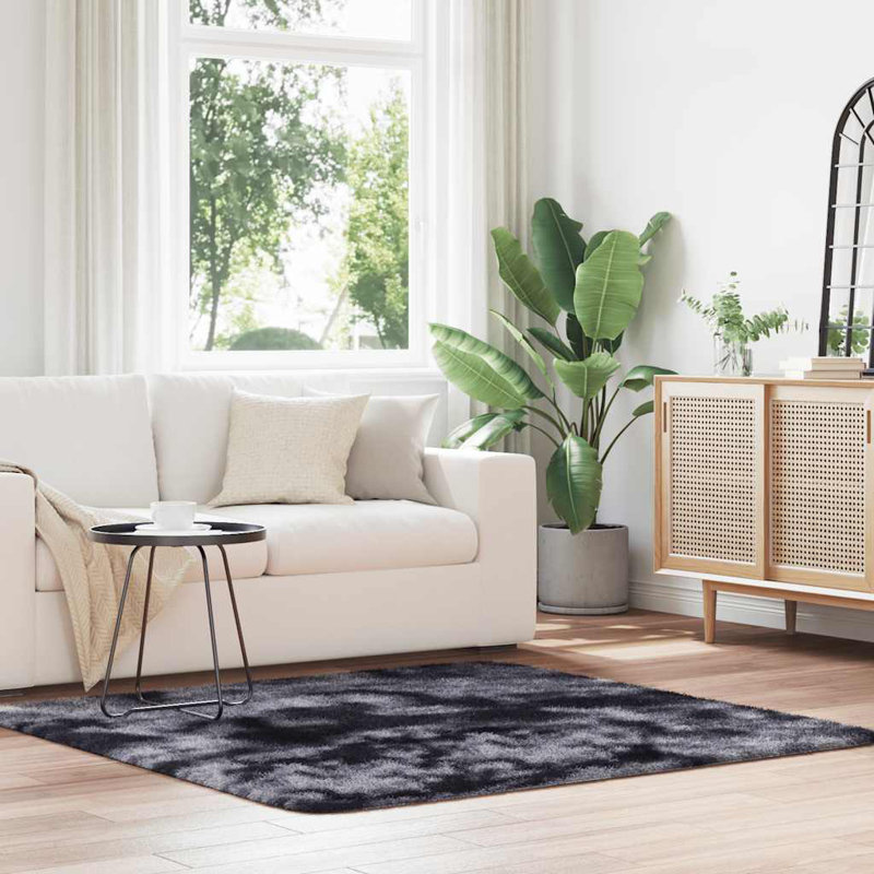 Shaggy Rug High Pile NAVARRA Dark Grey Polyester, Square 160cm