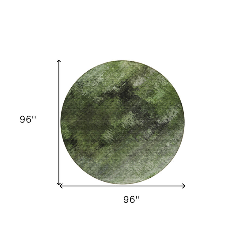 Tapis d'intérieur rond lavable abstrait 8 pi gris